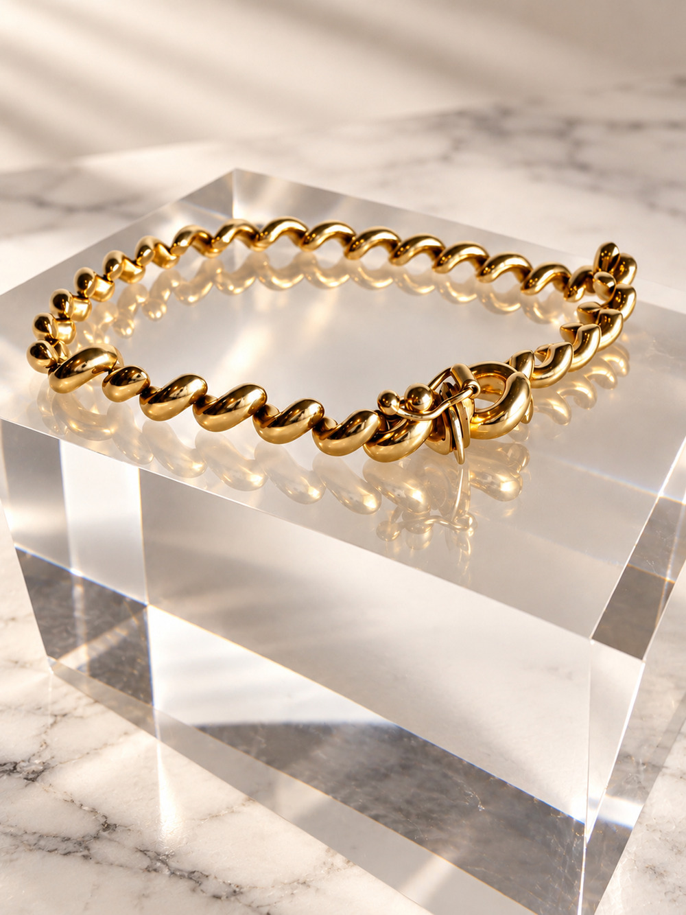 Solid 14K Yellow Gold Twisted Link Bracelet 7.25" Made in Italy 7.09g Heavy Twis